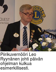 Piirikuvernri Leo Ryynnen johti pivn ohjelman kulkua esimerkillisesti.