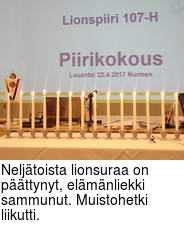 Neljtoista lionsuraa on pttynyt, elmnliekki sammunut. Muistohetki liikutti.