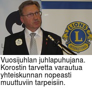 Vuosijuhlan juhlapuhujana. Korostin tarvetta varautua yhteiskunnan nopeasti muuttuviin tarpeisiin.